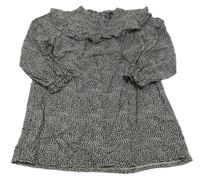 Černé vzorované šaty s volánkem Next