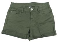 Khaki riflové kraťasy C&A