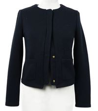 Dámský tmavomodrý vzorovaný sakový crop kabátek Camaieu