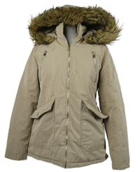 Dámská béžová šusťáková zimní bunda s kapucí Primark