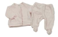 2set - růžový sametový kabátek + polodupky