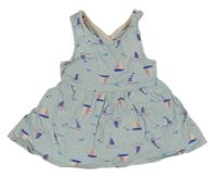 Světlemodré bavlněné šaty s loděmi