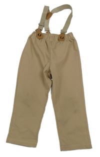 Béžové kalhoty s kšandami Shein