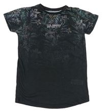 Antracitové tričko s květy zn. Primark