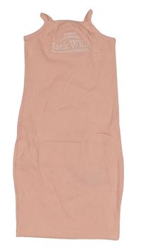 Růžové žebrované šaty s logem zn. Jack Wills 