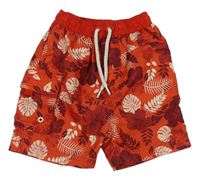 Červené plážové květované kraťas Matalan