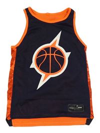 Tmavomodro-neonově oranžové sportovní tílko s míčem 