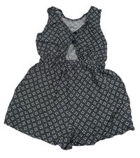Černo-bílý vzorovaný kraťasový overal PRIMARK