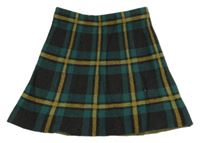 Smaragdovo-tmavošedo-žlutá kostkovaná pletená sukně