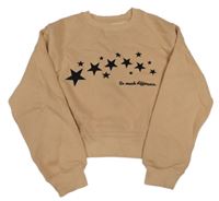 Béžová oversize mikina s hvězdami a nápisem Zara