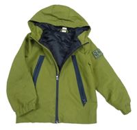 Olivová šusťáková prošívaná podzimní bunda s kapucí Little kids