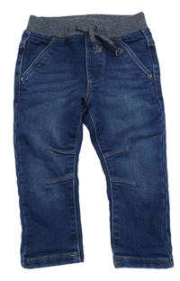 Tmavomodré teplákové rifle s úpletovým pasem C&A