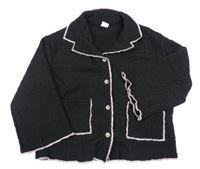 Černý mačkaný kabátek s kapsami Shein