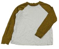 Hořčicovo-melírovano-šedé triko Next