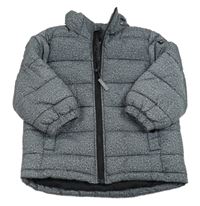 Šedá melírovaná šusťáková zimní bunda H&M