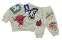 Nové- 2set - Smetanová mikina s potiskem + tepláky NBA Primark