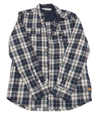 Tmavomodro-bílo-červená kostkovaná košile H&M
