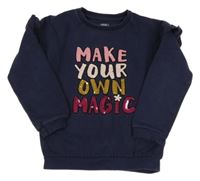 Tmavomodrá mikina s nápisem z flitrů F&F