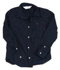 Tmavomodrá puntíkatá košile s výšivkou H&M