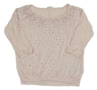 Světlerůžové lehké triko s kamínky H&M