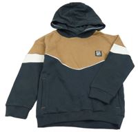 Hnědo-antracitová mikina s nášivkou a kapucí Nutmeg