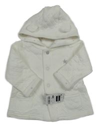 Nové - Bílá prošívaná propínací mikina s hvězdou a kapucí Dunnes