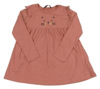 Růžové bavlněné šaty s kočičkou George 