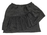 Černo-stříbrná sukně s volánem 