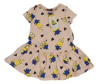 Nové - světlerůžové bavlněné šaty s Mimoni 