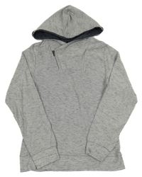 Šedá melírovaná mikina s kapucí a zipem Blue Seven