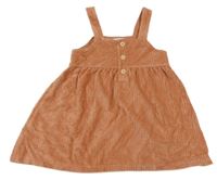 Broskvové sametové žebrované šaty s knoflíky Topolino