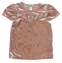 Světlerůžové sametové lesklé tričko Nutmeg