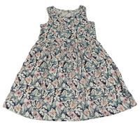 Bílo-modro-růžové bavlněné šaty s motýlky H&M