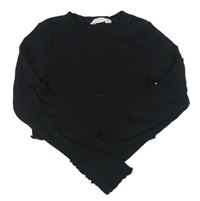 Černé žebrované crop triko Candy Couture