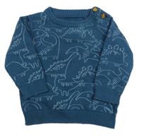 Petrolejový svetr s dinosaury Tu