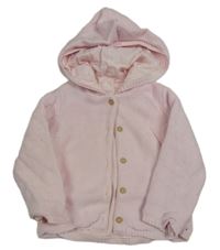 Světlerůžový propínací podšitý svetr s kapucí Matalan