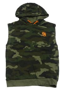 Khaki-černá army tepláková vesta s kapucí F&F