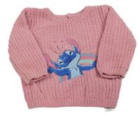 Růžový žinylkový svetr se Stitchem Primark