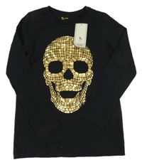 Nové - Černé triko s lebkou TU 