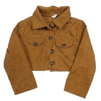 Béžové manšestrová crop halenka Shein