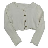 Bílé žebrované crop propínací triko George 