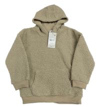 Nové - Béžová huňatá mikina s kapucí Tu