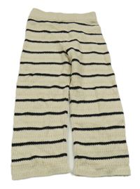 Smetanovo-černé pruhované pletené kalhoty F&F