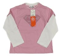 Nové - Růžovo-bílé triko se znakem Supermana H&M