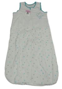 Nové - Bílý puntíkovaný sametový zateplený spací pytel s mráčkem Impidimpi 