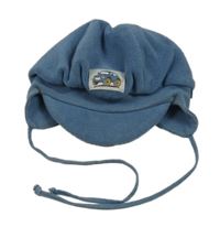 Modrá fleecová podšitá čepice s autem