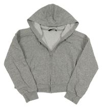 Šedá melírovaná propínací crop mikina s kapucí George 