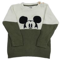 Khaki-bílý svetr s Mickeym C&A
