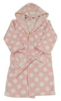 Světlerůžový huňatý župan s  puntíky a kapucí John Lewis