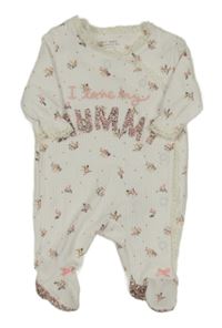 Bílý žebrovaný overal s kytičkami a nápisem Next